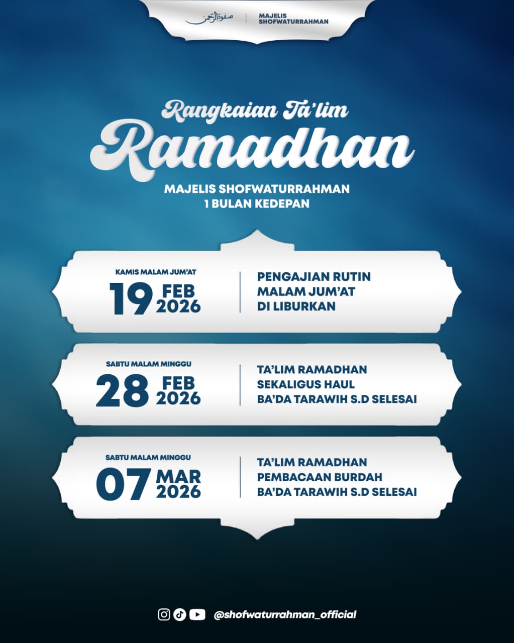 Pamflet Jadwal Pengajian Majelis Shofwaturrahman